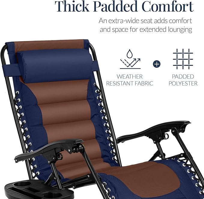 Best Choice Products Oversized Padded Zero Gravity Chair, Folding Outdoor Patio - Image 5