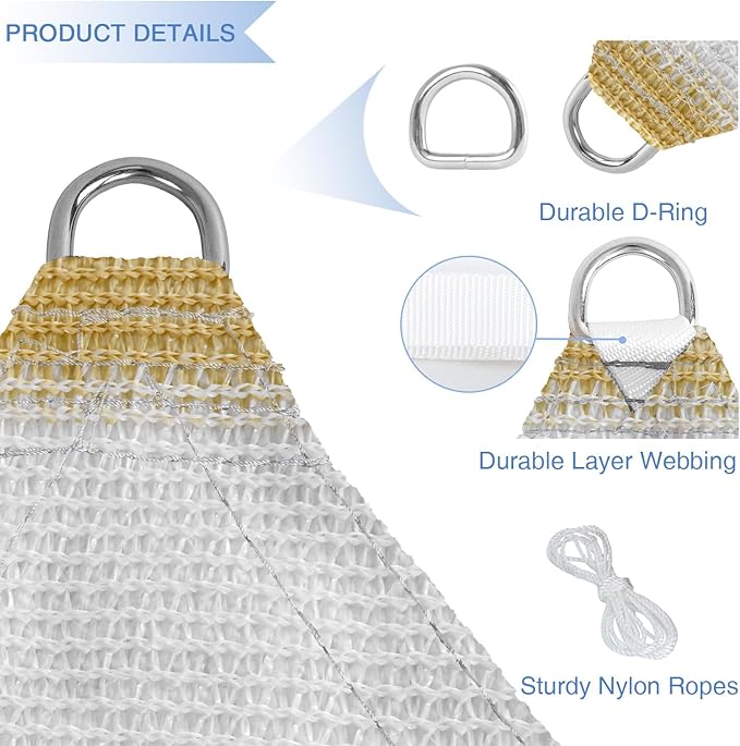 E&K Sunrise 5' x 5' x 5' Sun Shade Sail Triangle Canopy Shade Cover UV Block - Image 4
