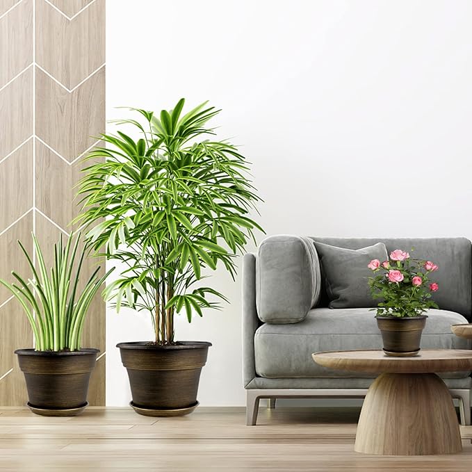 Plant Planters Pots Set of 4 Pack 8 Inch, Plastic Flower Pot - Image 6