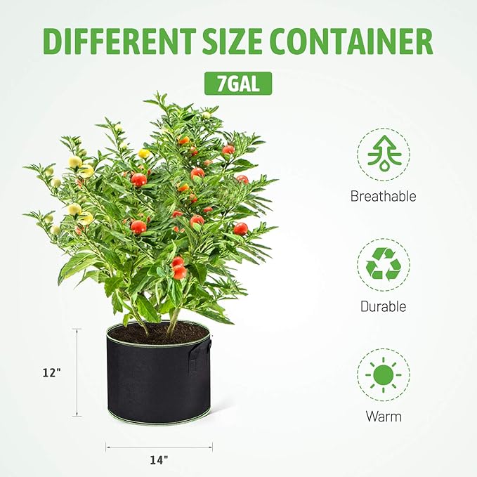 Delxo 20-Pack 7 Gallon Heavy Duty Aeration Thickened Nonwoven Fabric Pots Plant - Image 2