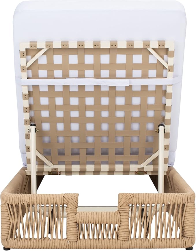 SAFAVIEH Outdoor Collection Gillian Tan Rope/White Cushion Chaise Lounge Chair - Image 12