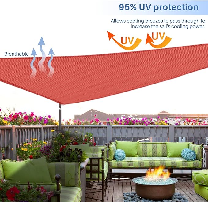 E&K Sunrise 20' x 20' x 20' Sun Shade Sail Triangle Canopy Shade Cover UV Block - Image 5