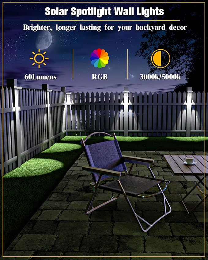 Solar Fence Lights 12 Pack, 50 Lumens Outdoor Fence Solar Lights - Image 2