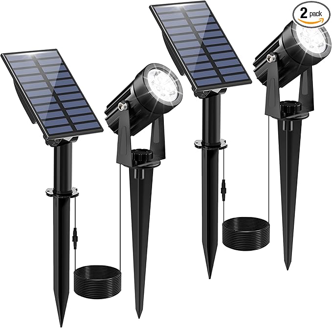 Solar Spot Lights Outdoor, Solar Landscape Spotlights IP65 Waterproof 9.8ft by CREPOW