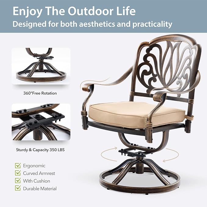 9-Piece Cast Aluminum Patio Furniture, Outdoor Dining Sets - Image 5