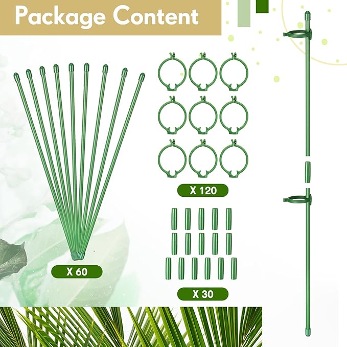 meekoo 60 Pcs Adjustable Garden Plant Support Stakes Single Stem Plant Cage - Image 4