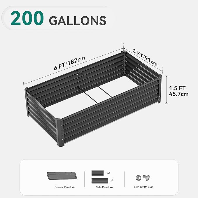 YITAHOME 6x3x1.5ft Large Raised Garden Bed Kit, Galvanized Metal Planter Box - Image 8