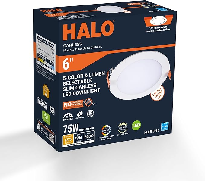 HALO HLB 6 in LED Recessed Lighting Canless Dimmable Wet Location Selectable - Image 9
