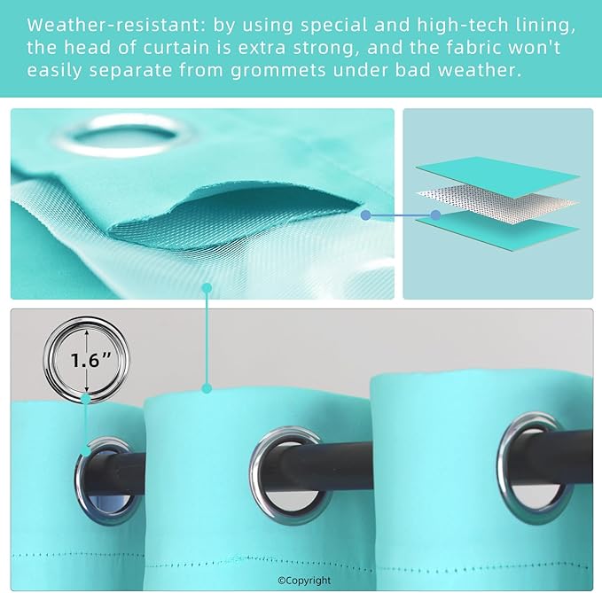 Waterproof Outdoor Curtain W105 x L95 - Image 3