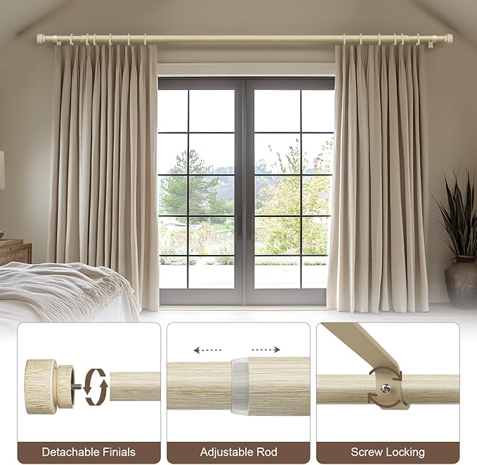 Antique White Curtain Rods for Windows 48 to 84 Inches Heavy Duty Adjustable 1" - Image 4