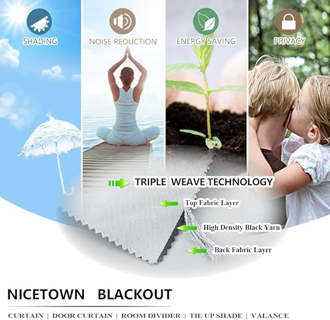 NICETOWN Patio Curtain Outdoor Waterproof W100 x L108, Rustproof Top & Bottom - Image 6