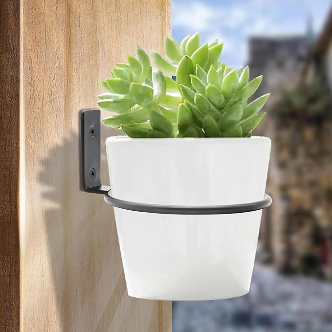 6 Pack 8 inch Flower Pot Holder Ring, Flower Pot Holder Ring Wall Mounted Set - Image 2