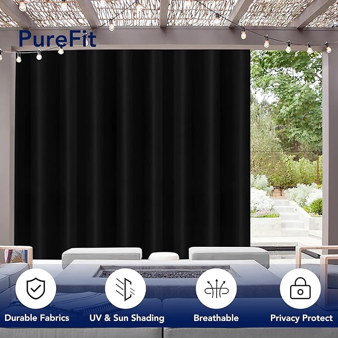 PureFit Outdoor Curtains for Patio Waterproof Weatherproof, UV and Fade - Image 3
