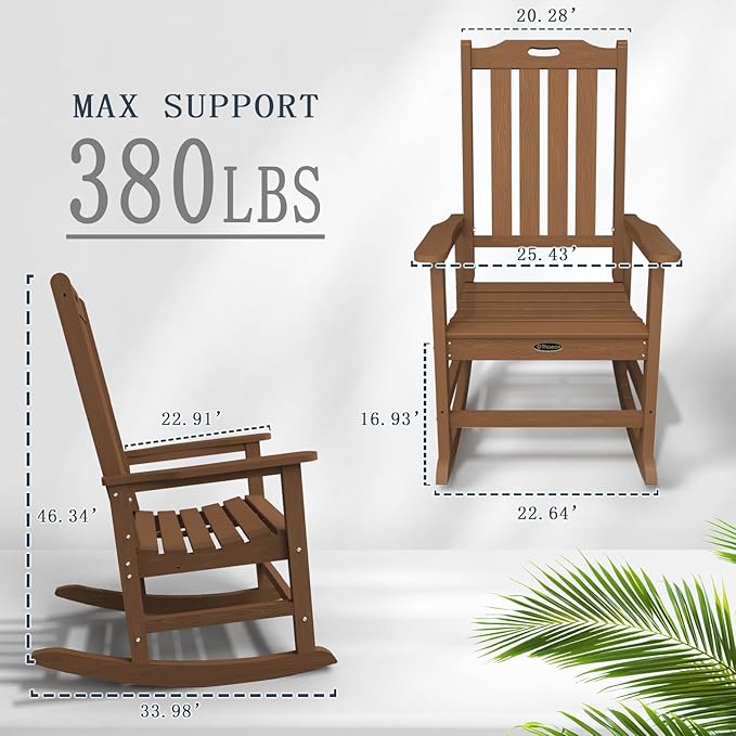 Oversized Rocking Chair Set of 4, Outdoor Rocking Chair - Image 3