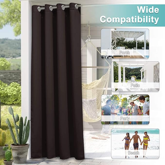 NICETOWN 2 Panels Patio Outdoor Curtains Waterproof, Thermal Insulated - Image 6