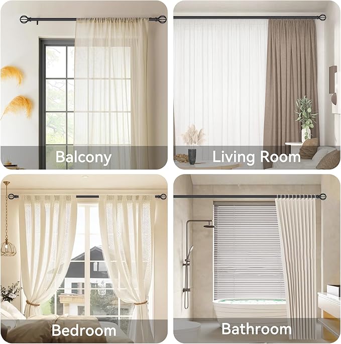 Curtain Rods for Windows 48 to 84, 2 Pack 5/8 Inch Black Heavy Duty Metal - Image 6