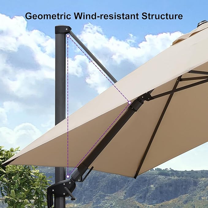 PURPLE LEAF 9' X 12' Left-right Tilt Patio Umbrella Outdoor Cantilever Swivel - Image 9