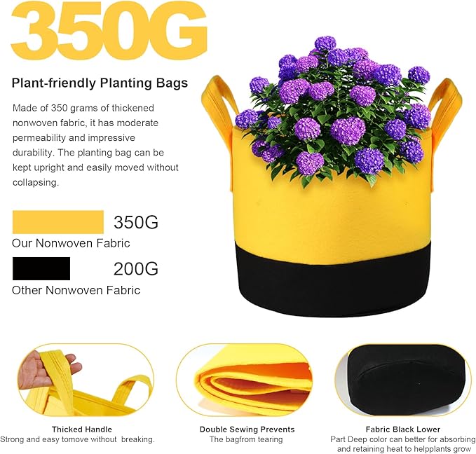 Grow Bags 7 Gallon, 6 Pack Fabric Plant Pots - Image 4