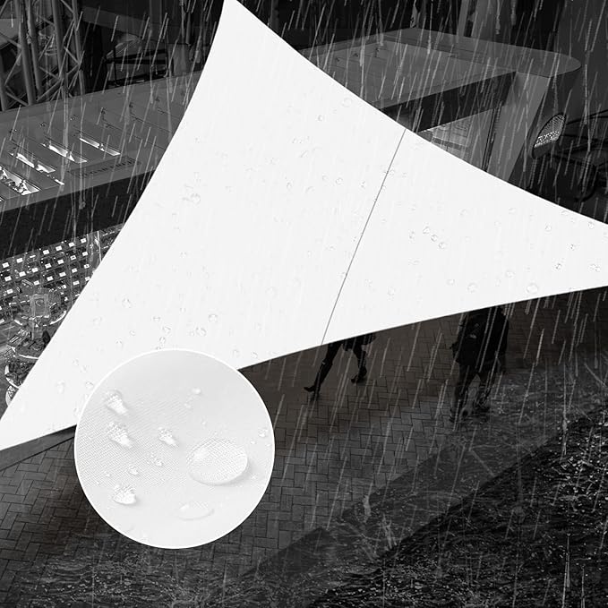 SUNNY GUARD Waterproof Sun Shade Sail 8'x8'x8' White Triangle UV Block Sunshade by SUNNYGUARD