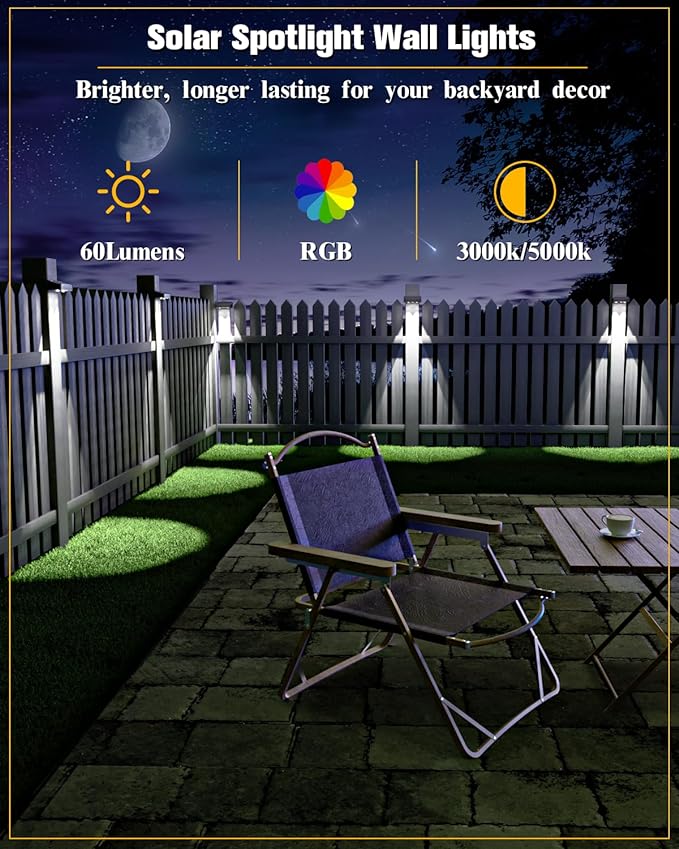 Solar Fence Lights 8 Pack, 50 Lumens Outdoor Fence Solar Lights - Image 2