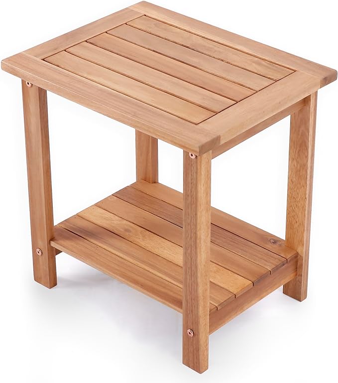 Double Adirondack Side Table, Weather-Resistant Rectangular End Table by VICTORYRELAX