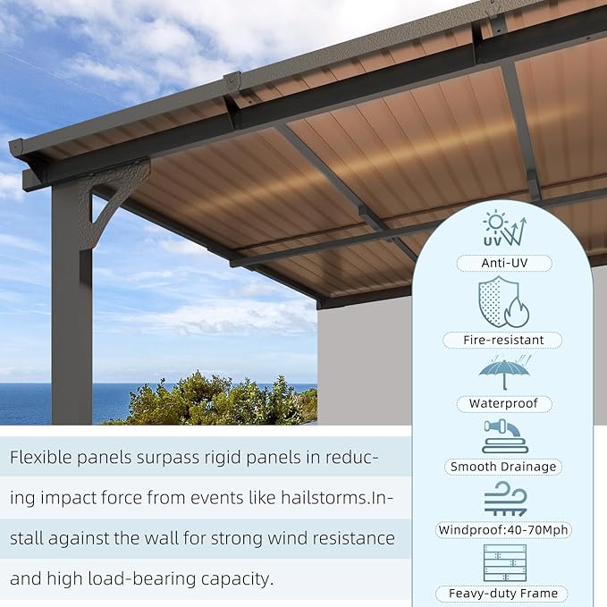 AECOJOY 10' x 16' Adjustable Height Outdoor Lean to Gazebo Pergola - Image 7