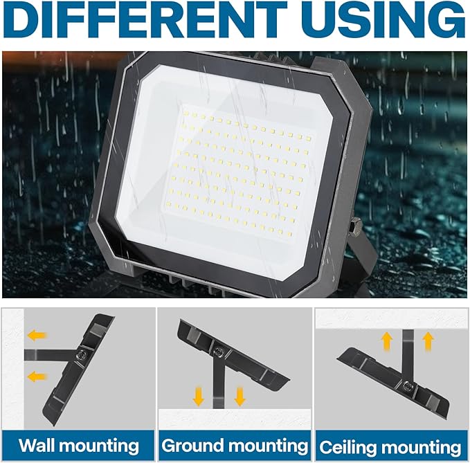 4 Pack LED Flood Lights Outdoor, 100W 10000LM Super Bright Floodlight Outside - Image 5