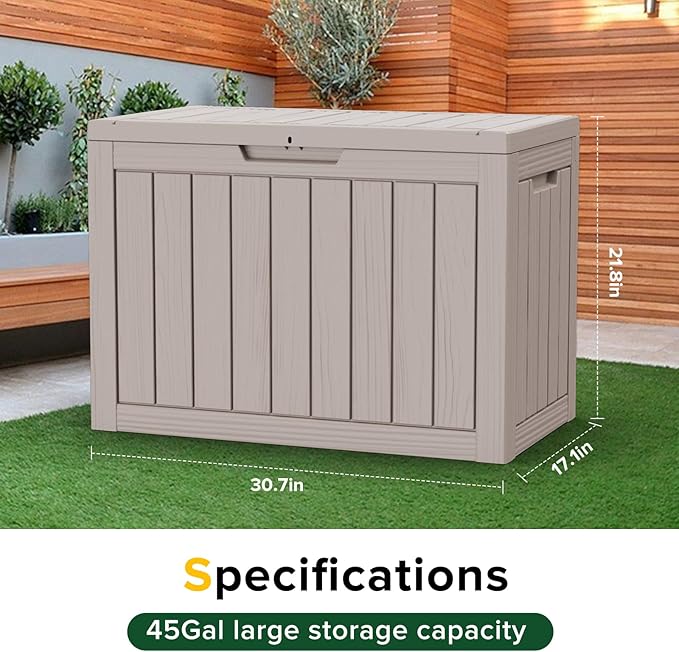 EasyUp 45 Gallon Outdoor Storage Box Waterproof, UV Resistant Deck Box Outdoor - Image 3