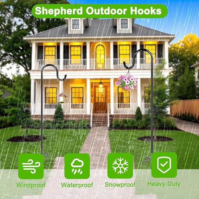 60" Shepherds Hooks for Outdoor, Heavy Duty Bird Feeder Pole for Hummingbird - Image 7