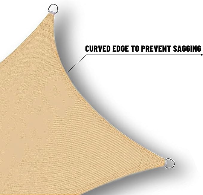 SUNNY GUARD Waterproof Sun Shade Sail 7' x 10' Sand Rectangle UV Block Sunshade - Image 4