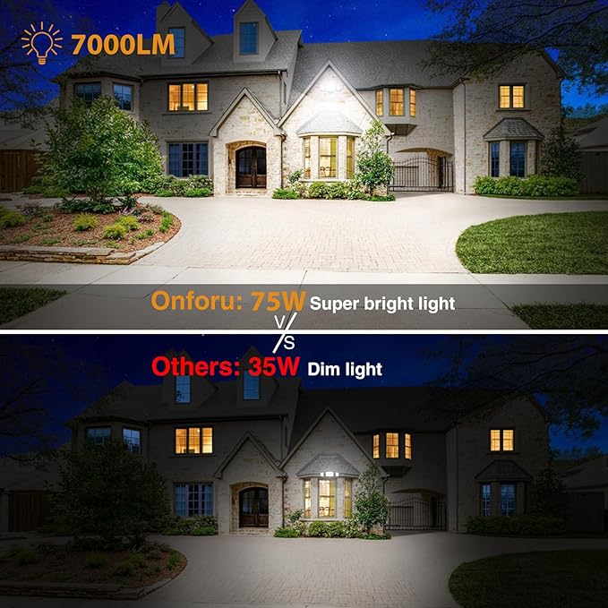 Onforu 2 Pack 75W Flood Lights Outdoor, 7000LM LED Flood Lighting Outdoor - Image 5