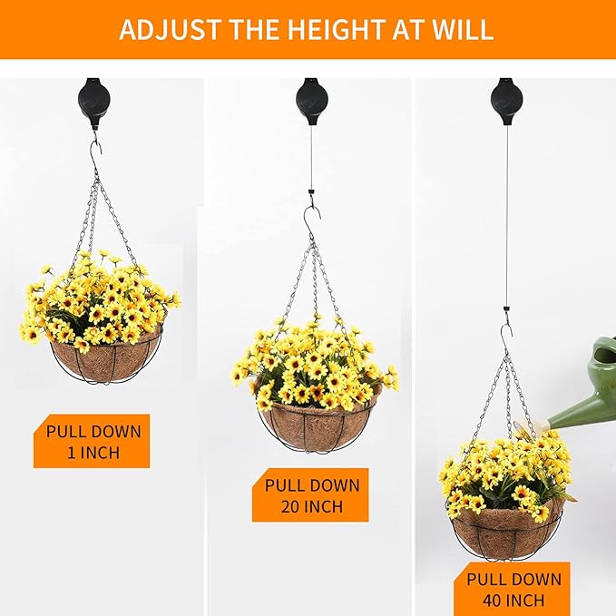 4PCS Plant Pulley Retractable Pulley Plant Hanger Hanging Flower Basket Hook - Image 4