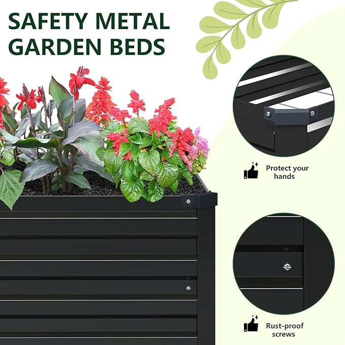 Vengarus 8x4x1FT Galvanized Raised Garden Bed Kit, Outdoor Metal Planter Box - Image 3