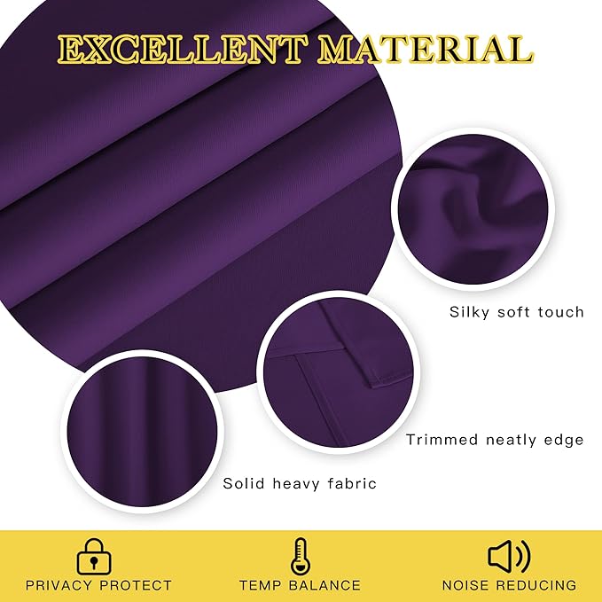 NICETOWN Royal Purple Blackout Curtains - Image 2