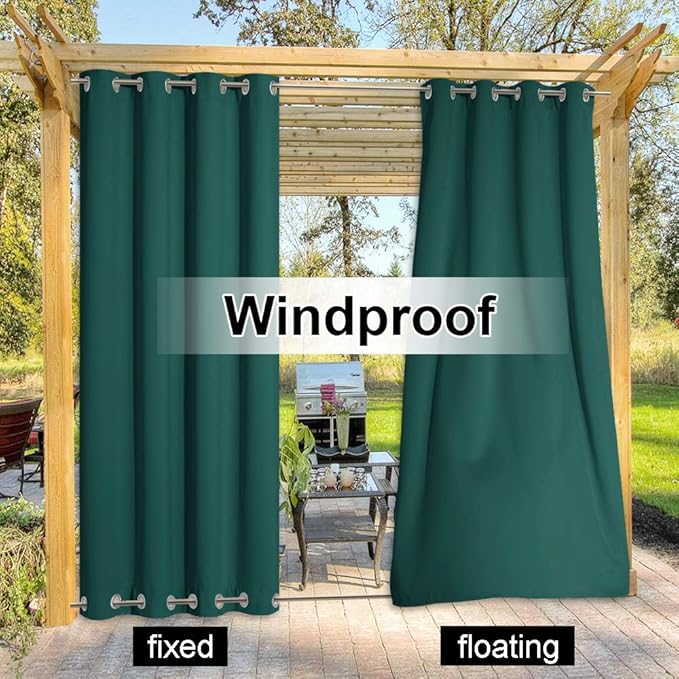 NICETOWN Outdoor Patio Curtain Extra Long Drape 108" L Waterproof/Windproof - Image 4