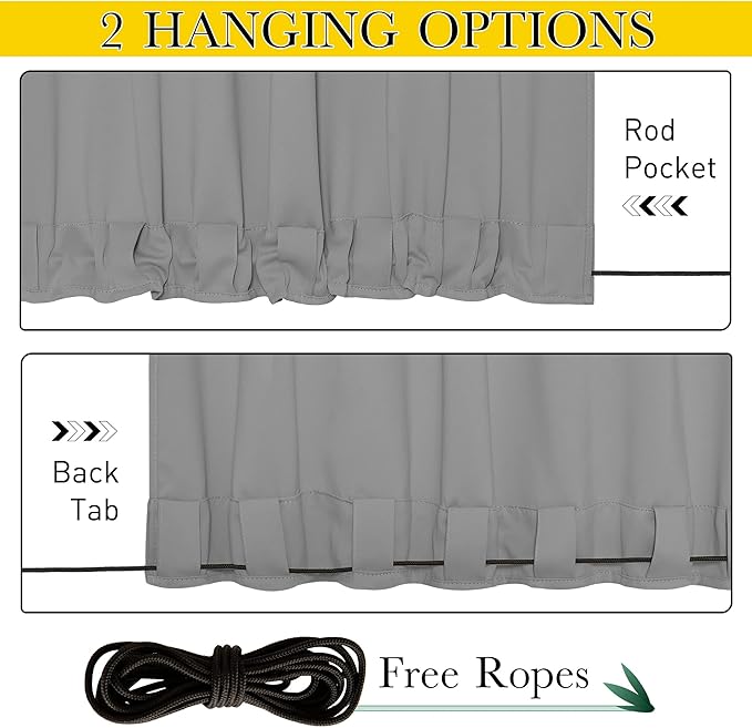NICETOWN 2 Panels Weighted Outdoor Curtains - Image 2