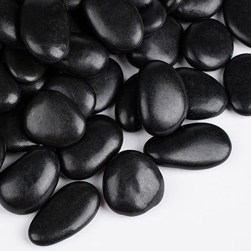 5 lbs Black Rocks for Planters, Polished Garden Stones for Outdoor Landscaping by OutdoorD%C3%A9cor