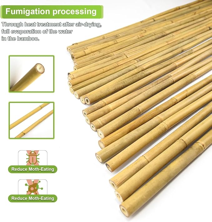 25pcs 7/20" D Thicker Heavy Duty Bamboo Stakes, 3FT Plant Stakes, Natural - Image 3