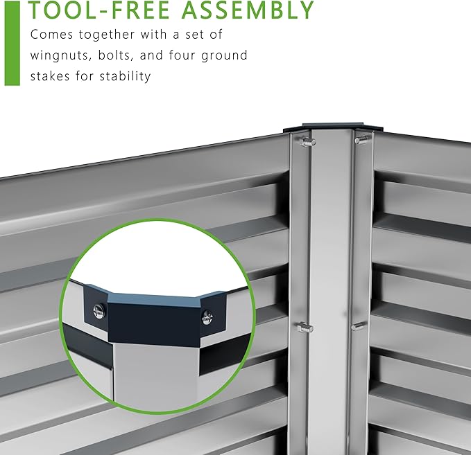 2PCS 8x4x1FT Galvanized Raised Garden Bed Kit, Vegetable Boxes-Rectangle Metal - Image 5