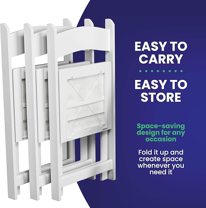 SIMPLEX 4 White Folding Chairs – Resin Stackable Foldable Chairs - Image 6