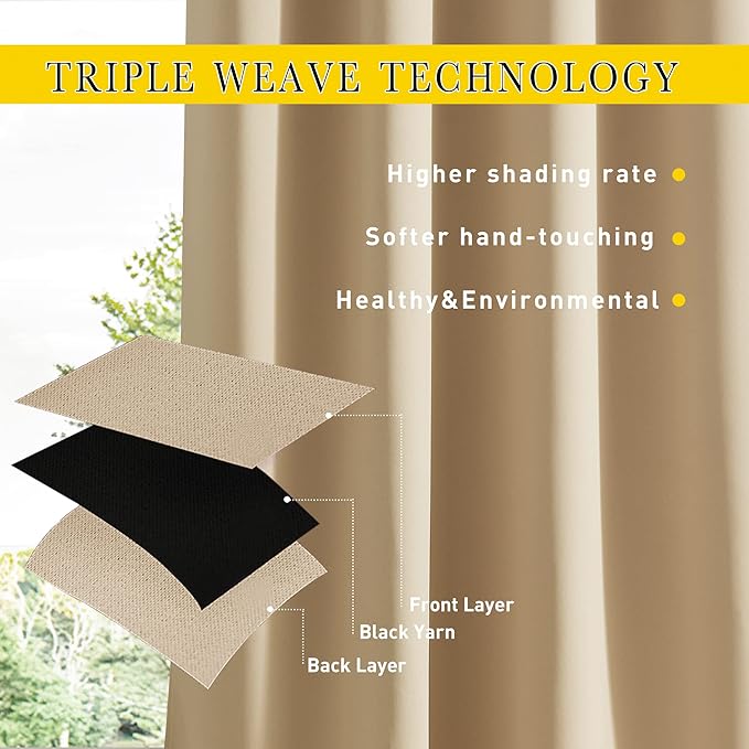 NICETOWN 2 Panels Weighted Blackout Curtains - Image 5