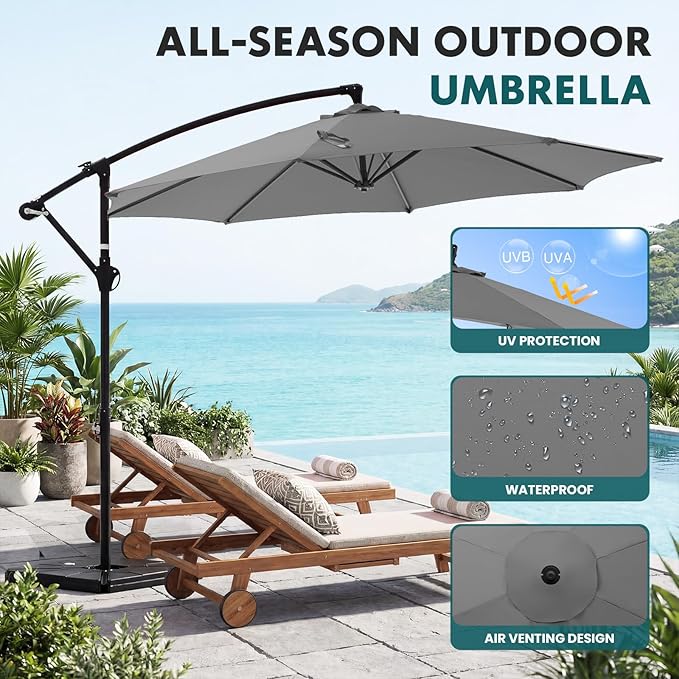 OLIXIS Offset Patio Umbrella, 9.7FT Cantilever Table Umbrellas - Image 2