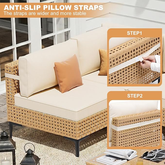 ABCASA Patio Furniture Set, 5-Piece Wicker Outdoor Patio Furniture Sets - Image 4
