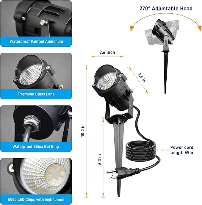 Halloween Christmas Outdoor Spotlights, 12W RGBW Colors Changing Landscape - Image 7