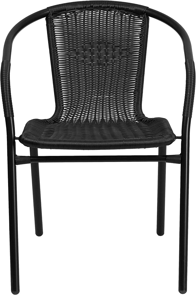 EMMA + OLIVER Set of 2 Modern Rattan Indoor/Outdoor Stack Chairs, Stacking - Image 9