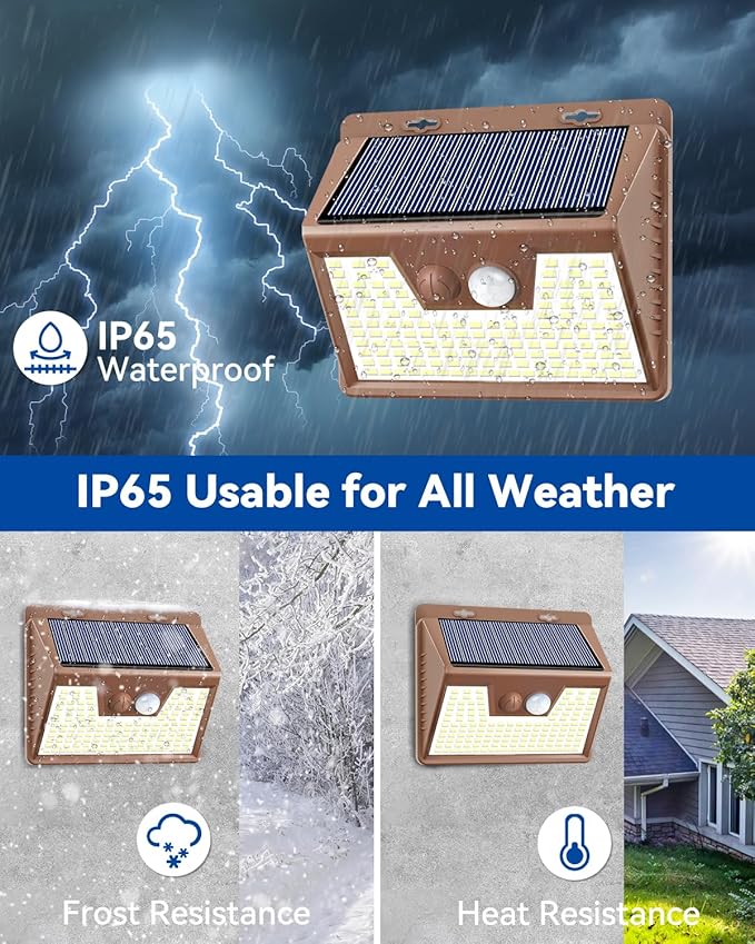 Peasur Brown Solar Lights Outdoor Motion Sensor 8 Pack, Ultra-Bright 3 Mode - Image 6