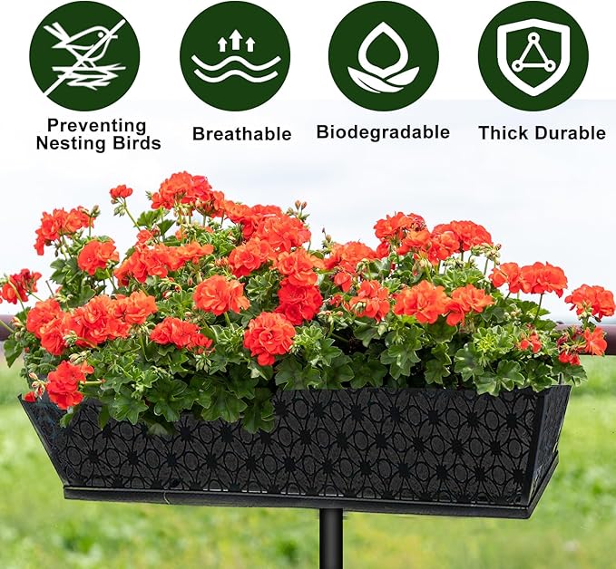 2PCS 24Inch Rectangle Window Box Liner Felt Planter Basket Liner Insert Black - Image 3