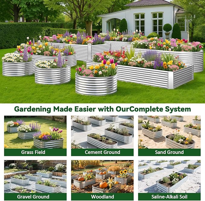 3 Pack 8x4FT Raised Beds for Gardening, Corrugated Galvanized Steel Raised - Image 7