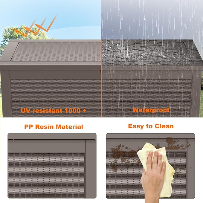 320 Gallon Waterproof Outdoor Storage Box, Large Resin Deck Box, Lockable - Image 5