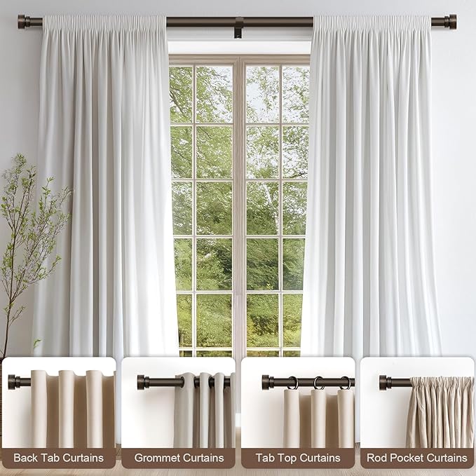 2 Pack Antique Brown Bronze Curtain Rods - Image 3